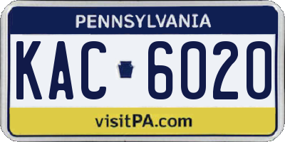 PA license plate KAC6020