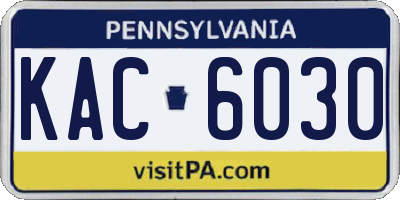 PA license plate KAC6030