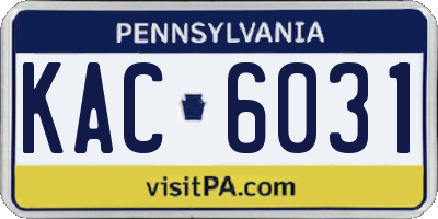 PA license plate KAC6031