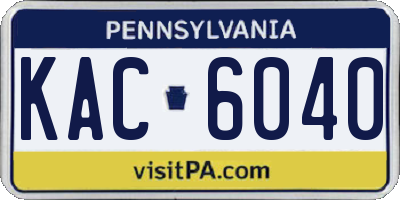 PA license plate KAC6040