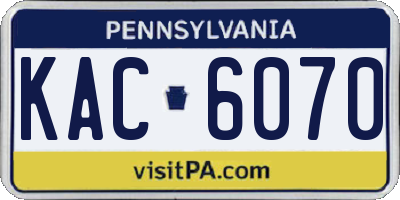 PA license plate KAC6070