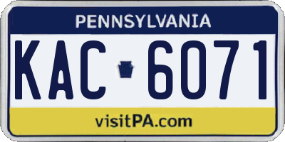 PA license plate KAC6071
