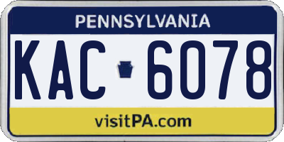 PA license plate KAC6078