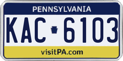 PA license plate KAC6103