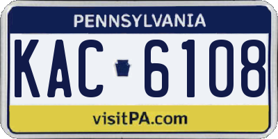 PA license plate KAC6108