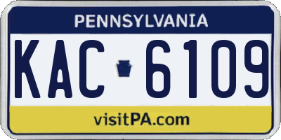PA license plate KAC6109