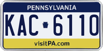 PA license plate KAC6110
