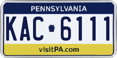 PA license plate KAC6111