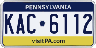 PA license plate KAC6112