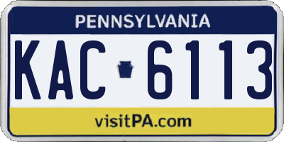 PA license plate KAC6113
