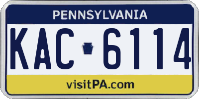 PA license plate KAC6114