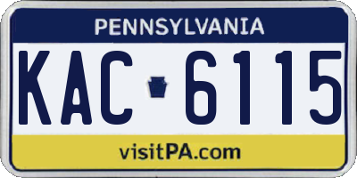 PA license plate KAC6115