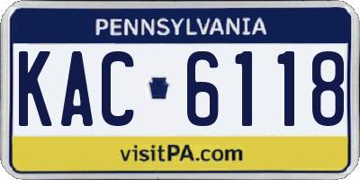 PA license plate KAC6118