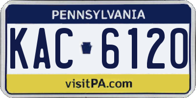PA license plate KAC6120
