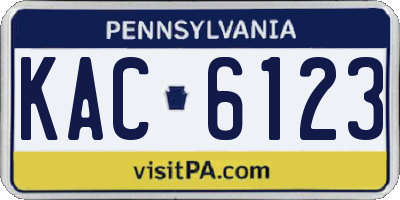 PA license plate KAC6123