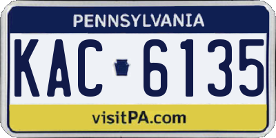 PA license plate KAC6135