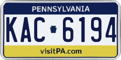 PA license plate KAC6194