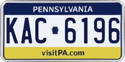 PA license plate KAC6196