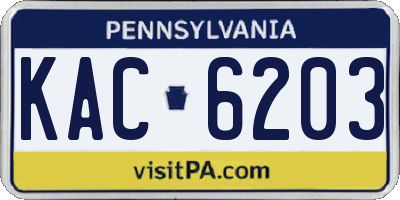 PA license plate KAC6203