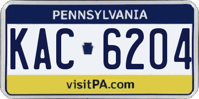 PA license plate KAC6204