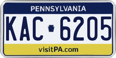 PA license plate KAC6205