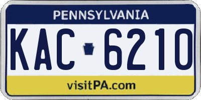 PA license plate KAC6210