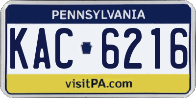 PA license plate KAC6216