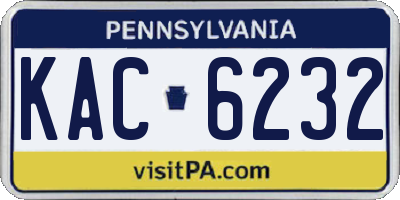 PA license plate KAC6232