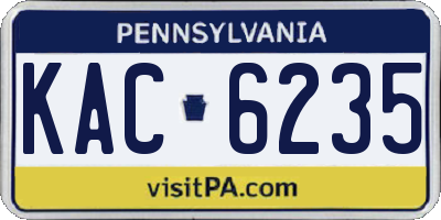 PA license plate KAC6235