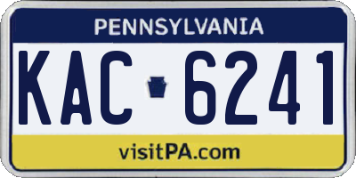 PA license plate KAC6241