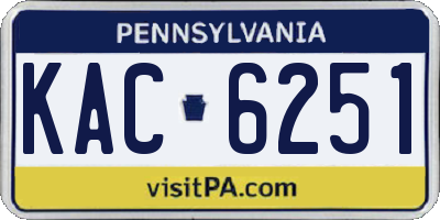 PA license plate KAC6251