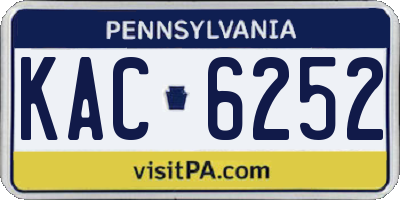 PA license plate KAC6252