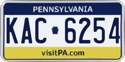 PA license plate KAC6254