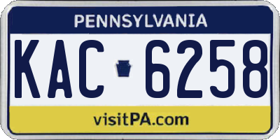 PA license plate KAC6258