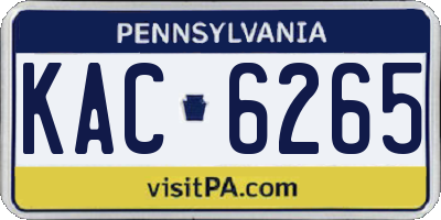 PA license plate KAC6265
