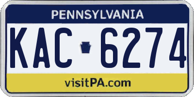 PA license plate KAC6274