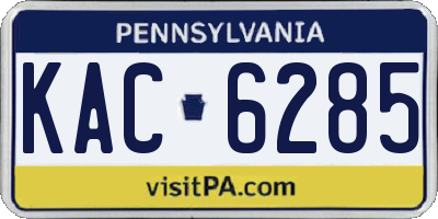 PA license plate KAC6285