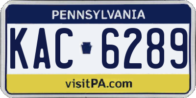 PA license plate KAC6289