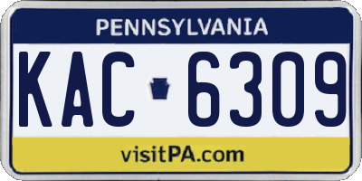 PA license plate KAC6309