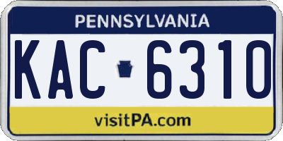 PA license plate KAC6310