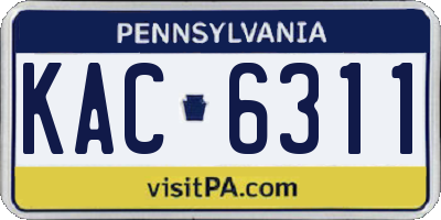 PA license plate KAC6311