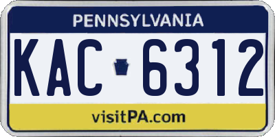 PA license plate KAC6312