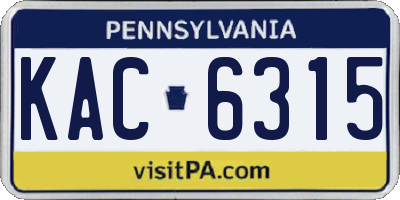 PA license plate KAC6315
