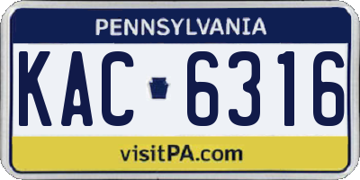 PA license plate KAC6316