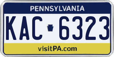 PA license plate KAC6323