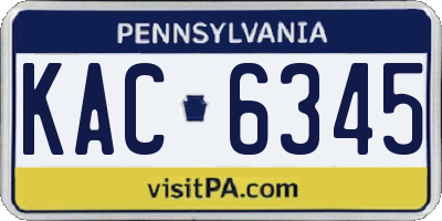 PA license plate KAC6345