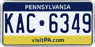 PA license plate KAC6349