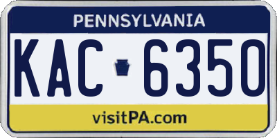 PA license plate KAC6350