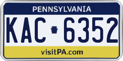 PA license plate KAC6352