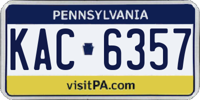 PA license plate KAC6357